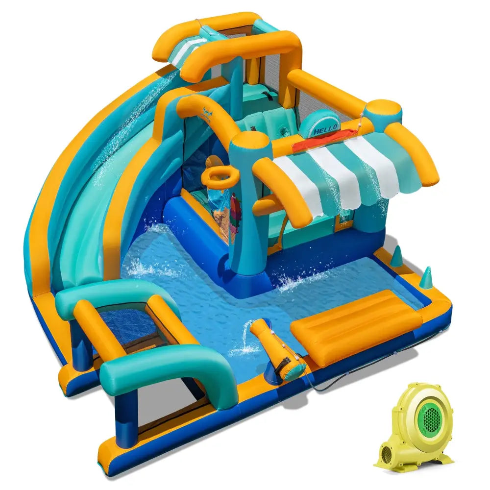 Inflatable Water Slide Bounce House Kids Jump Castle with 735W Blower - Inflatable Water Slides