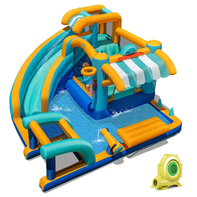 Inflatable Water Slide Bounce House Kids Jump Castle with 735W Blower - Inflatable Water Slides