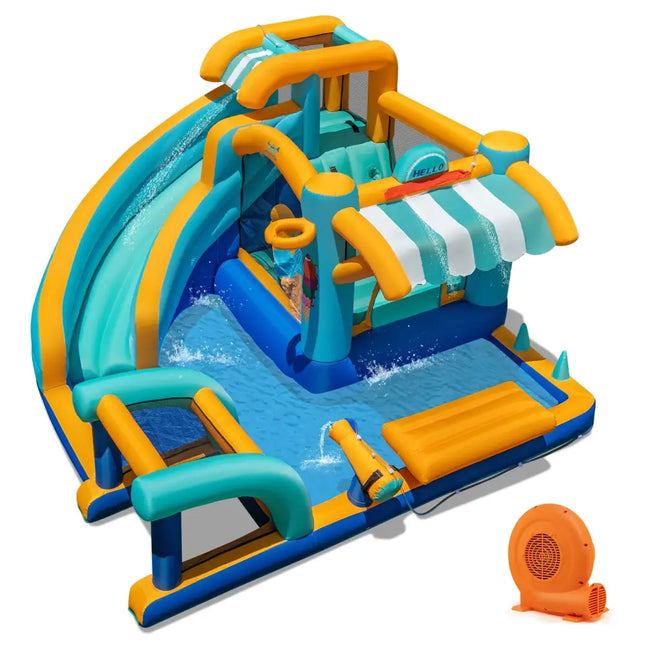 Inflatable Water Slide Bounce House Kids Jump Castle with 750W Blower - Inflatable Water Slides