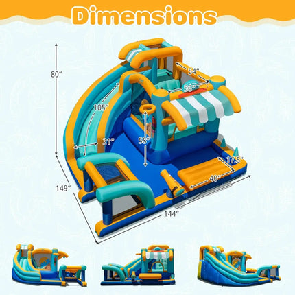 Inflatable Water Slide Bounce House Kids Jump Castle with Water Cannon - Inflatable Water Slides
