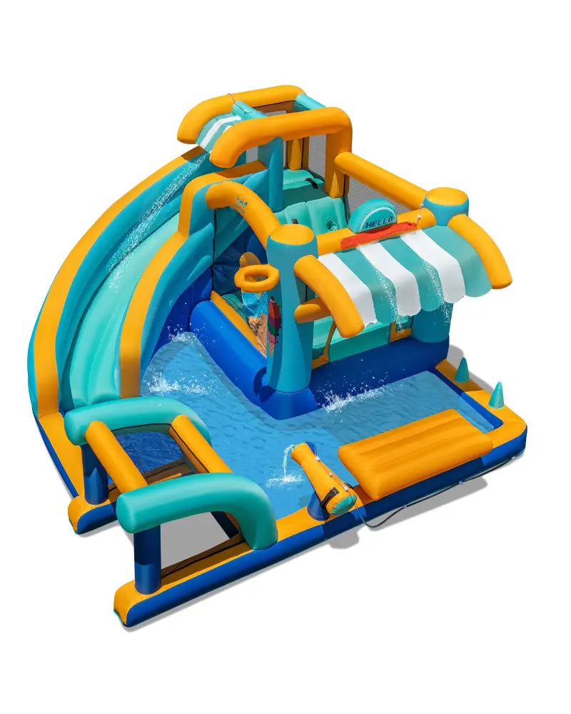 Inflatable Water Slide Bounce House Kids Jump Castle with Water Cannon - Inflatable Water Slides