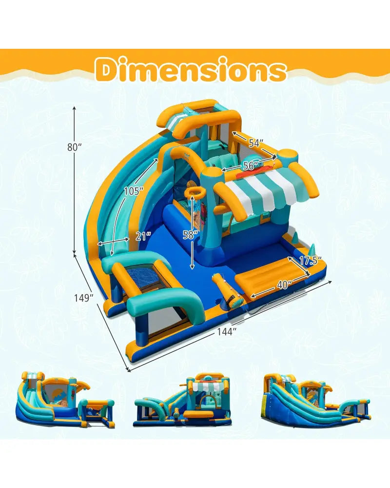 Inflatable Water Slide Bounce House Kids Jump Castle with Water Cannon - Inflatable Water Slides