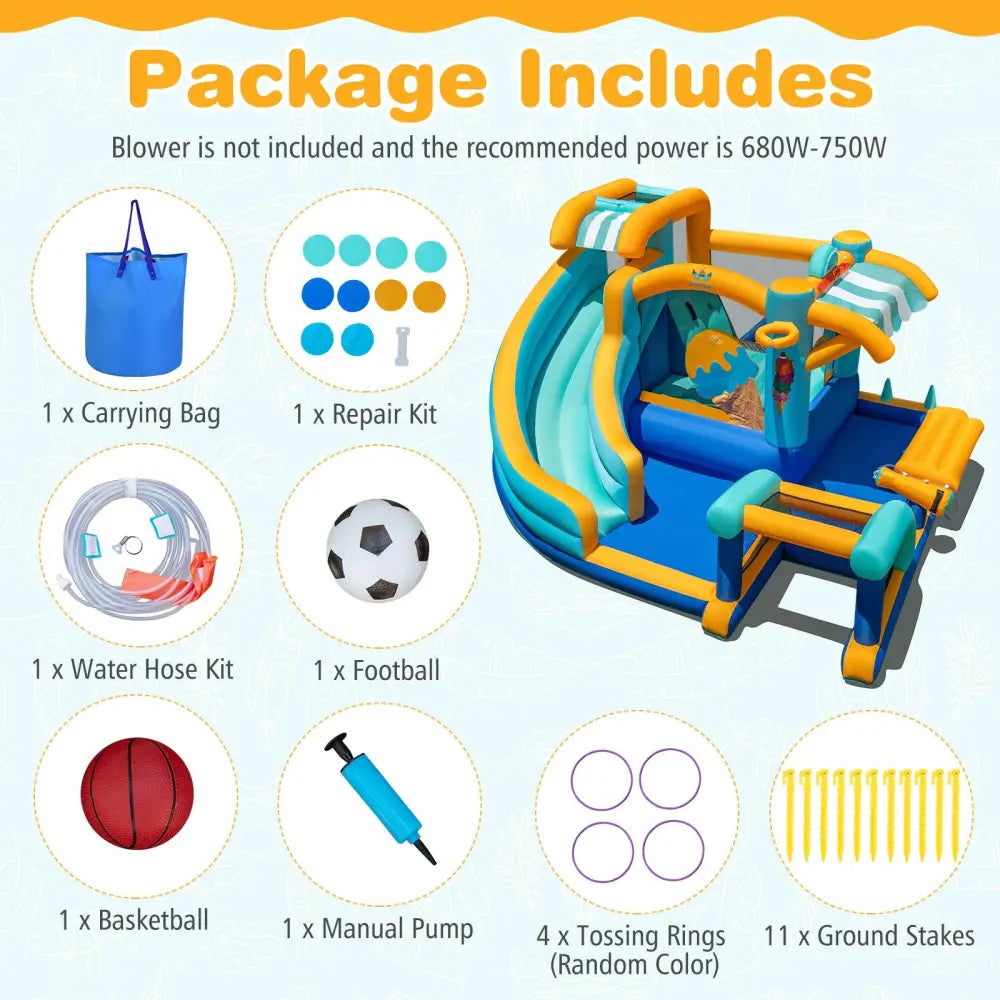 Inflatable Water Slide Bounce House Kids Jump Castle with Water Cannon - Inflatable Water Slides