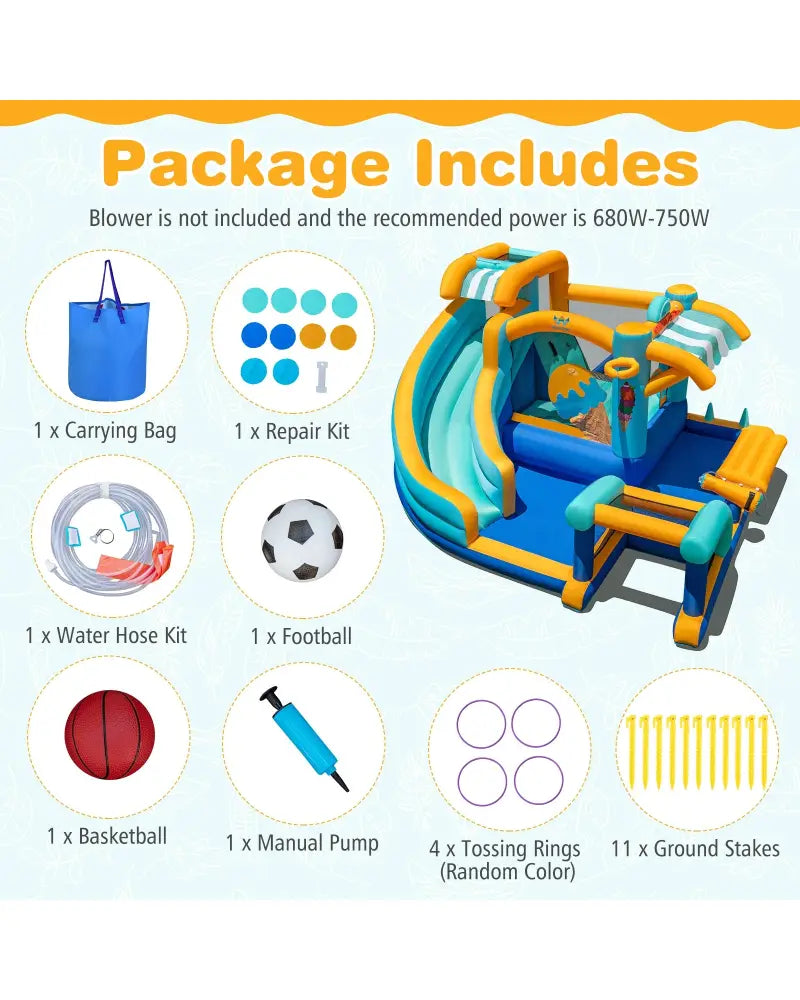 Inflatable Water Slide Bounce House Kids Jump Castle with Water Cannon - Inflatable Water Slides