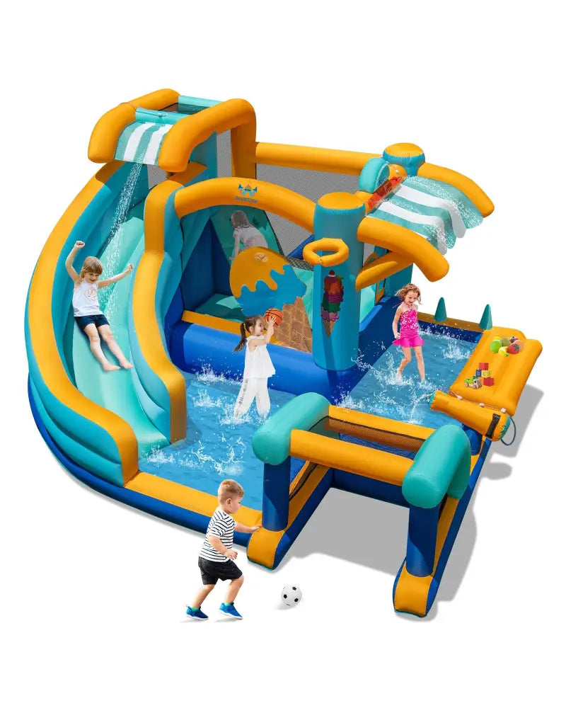 Inflatable Water Slide Bounce House Kids Jump Castle with Water Cannon - Inflatable Water Slides