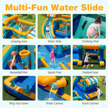 Inflatable Water Slide Bounce House Kids Jump Castle with Water Cannon - Inflatable Water Slides