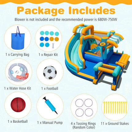 Inflatable Water Slide Bounce House Kids Jump Castle with Water Cannon - Inflatable Water Slides