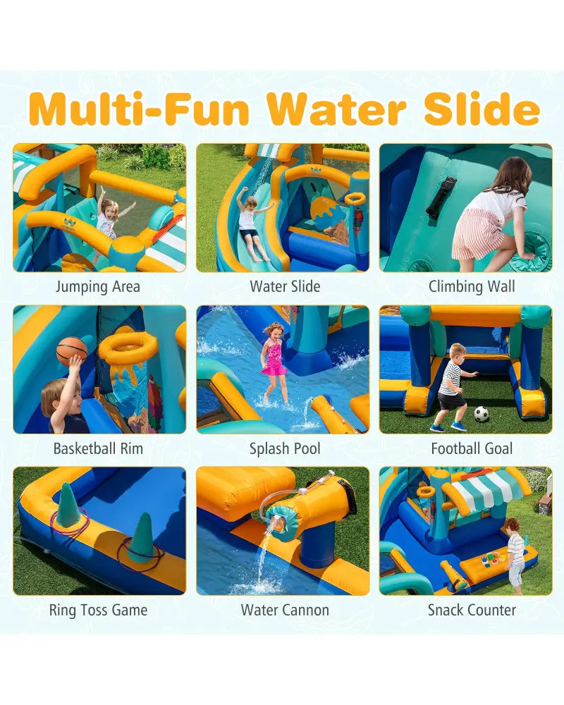 Inflatable Water Slide Bounce House Kids Jump Castle with Water Cannon - Inflatable Water Slides