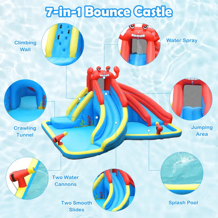 Inflatable Water Slide Bounce House with Water Cannon with 680W Blower - Inflatable Water Slides