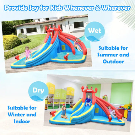 Inflatable Water Slide Bounce House with Water Cannon with 680W Blower - Inflatable Water Slides