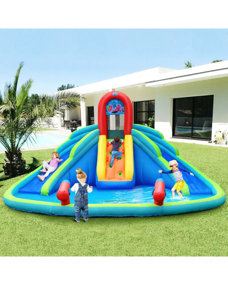 Inflatable Water Slide Bounce House with Mighty Splash Pool - Blue - Inflatable Water Slides