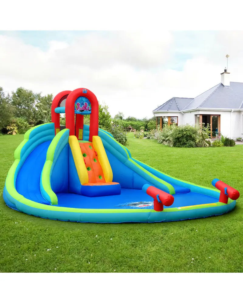 Inflatable Water Slide Bounce House with Mighty Splash Pool - Blue - Inflatable Water Slides