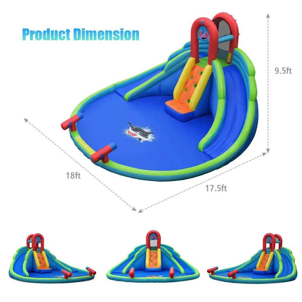 Inflatable Water Slide Bounce House with Mighty Splash Pool - Blue - Inflatable Water Slides