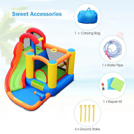 Inflatable Water Slide Bounce House with Pool and Cannon Without Blower - Inflatable Water Slides