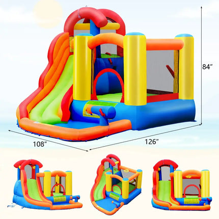 Inflatable Water Slide Bounce House with Pool and Cannon Without Blower - Inflatable Water Slides