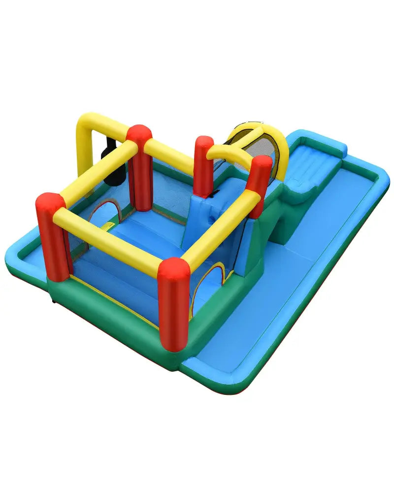 Inflatable Water Slide Climbing Bounce House with Tunnel and 735W Blower - Inflatable Water Slides