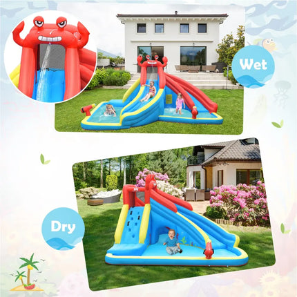 Inflatable Water Slide Crab Dual Slide Bounce House without Blower - Inflatable Water Slides
