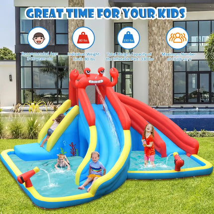 Inflatable Water Slide Crab Dual Slide Bounce House without Blower - Inflatable Water Slides