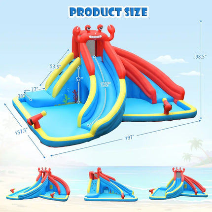 Inflatable Water Slide Crab Dual Slide Bounce House without Blower - Inflatable Water Slides