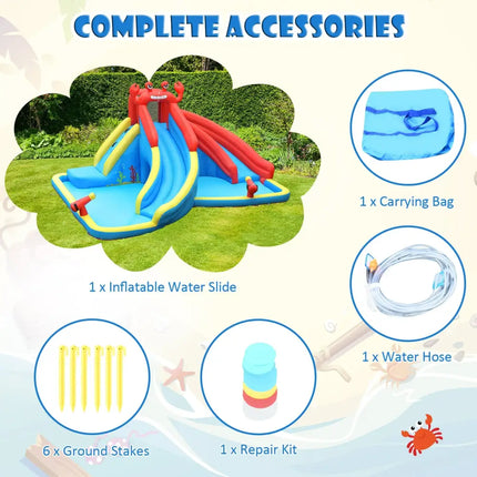 Inflatable Water Slide Crab Dual Slide Bounce House without Blower - Inflatable Water Slides