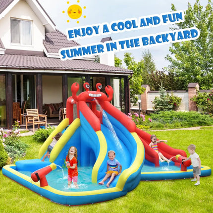 Inflatable Water Slide Crab Dual Slide Bounce House without Blower - Inflatable Water Slides