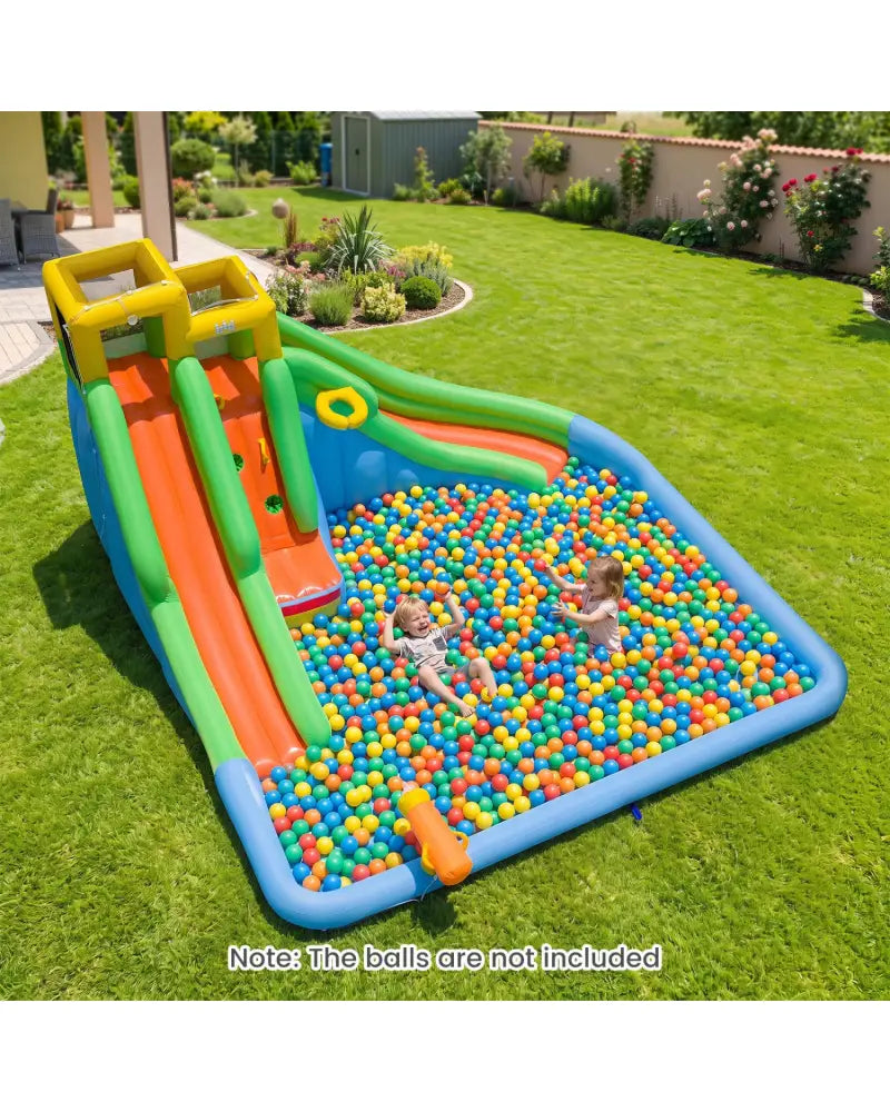 Inflatable Water Slide for Kids with Double Slides with Splash Pool Water Cannon and Basketball Hoop for Backyard Fun