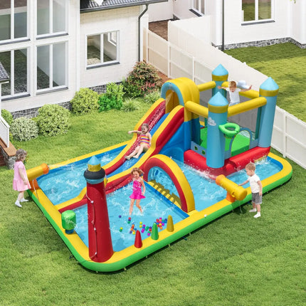 Inflatable Water Slide Giant Water Park with Long Slide 750W Blower - Inflatable Water Slides