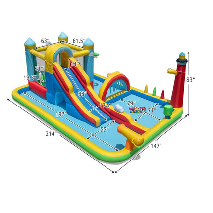 Inflatable Water Slide Giant Water Park with Long Slide 750W Blower - Inflatable Water Slides