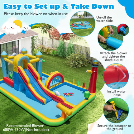 Inflatable Water Slide Giant Water Park with Long Slide Jumping Area - Inflatable Water Slides