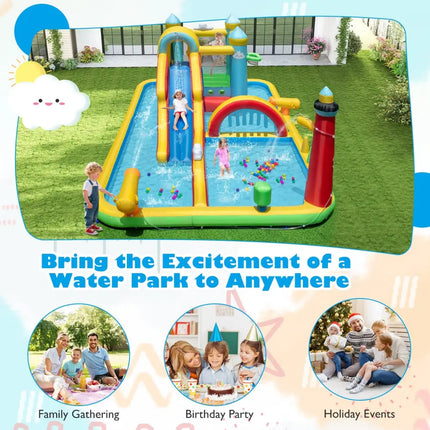 Inflatable Water Slide Giant Water Park with Long Slide Jumping Area - Inflatable Water Slides