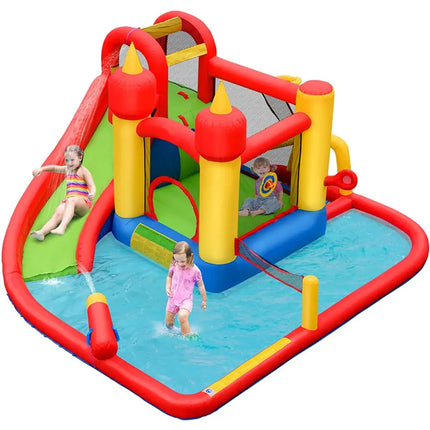 Inflatable Water Slide Jumper Bounce House with Ocean Ball without Blower - Black - Inflatable Water Slides