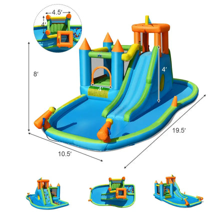 Inflatable Water Slide Kids Bounce House Splash Water Pool with Blower - Inflatable Water Slides
