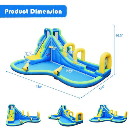 Inflatable Water Slide Kids Bounce House with Water Cannons and Hose Without Blower - Inflatable Water Slides