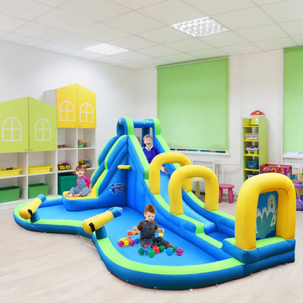 Inflatable Water Slide Kids Bounce House with Water Cannons and Hose Without Blower - Inflatable Water Slides