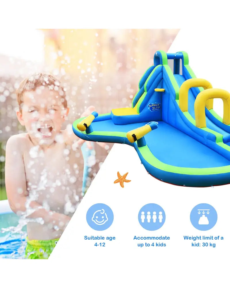 Inflatable Water Slide Kids Bounce House with Water Cannons and Hose Without Blower - Inflatable Water Slides