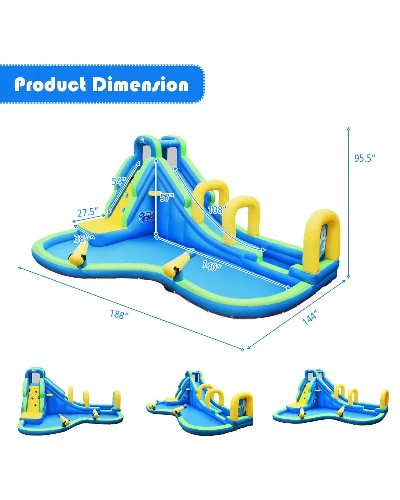 Inflatable Water Slide Kids Bounce House with Water Cannons and Hose Without Blower - Inflatable Water Slides