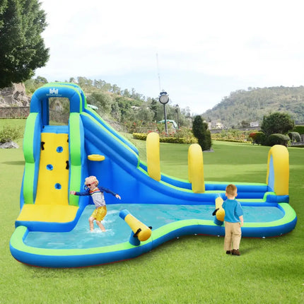Inflatable Water Slide Kids Bounce House with Water Cannons and Hose Without Blower - Inflatable Water Slides