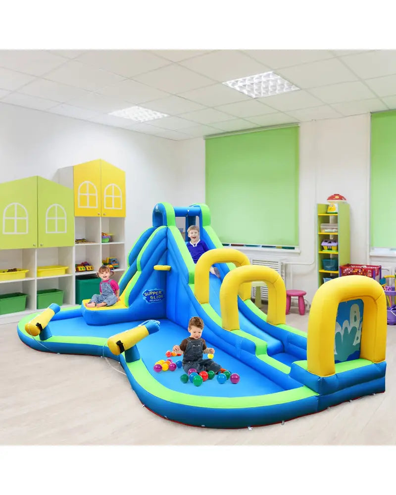 Inflatable Water Slide Kids Bounce House with Water Cannons and Hose Without Blower - Inflatable Water Slides