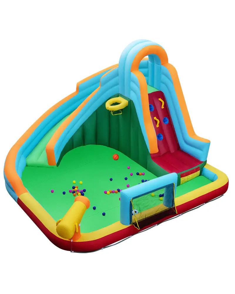 Inflatable Water Slide Park 6-in-1 Giant Bounce House without Blower - Multicolor - Inflatable Water Slides