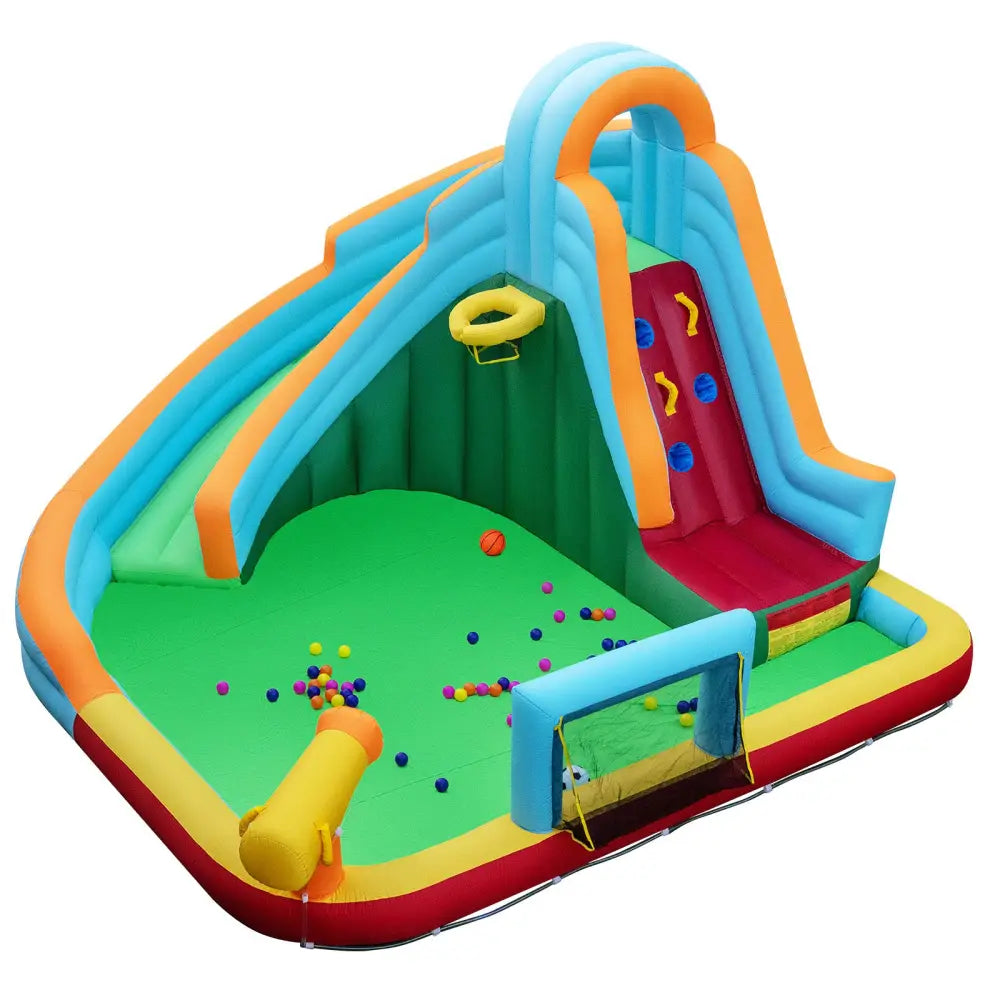 Inflatable Water Slide Park 6-in-1 Giant Bounce House without Blower - Multicolor - Inflatable Water Slides