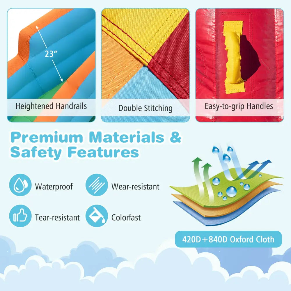 Inflatable Water Slide Park 6-in-1 Giant Bounce House without Blower - Multicolor - Inflatable Water Slides
