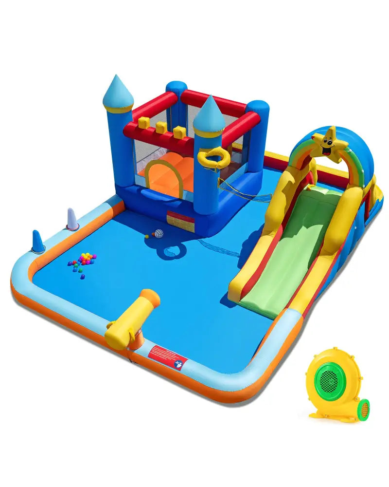 Inflatable Water Slide Park Bouncy Castle with Climbing Wall with Blower - Inflatable Water Slides