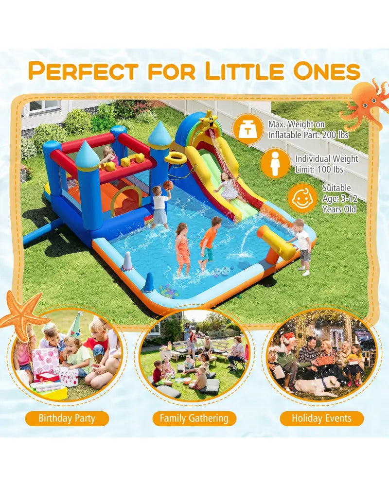 Inflatable Water Slide Park Bouncy Castle with Climbing Wall with Blower - Inflatable Water Slides