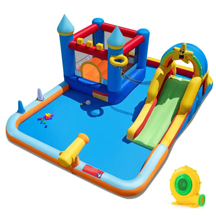 Inflatable Water Slide Park Bouncy Castle with Climbing Wall with Blower - Inflatable Water Slides