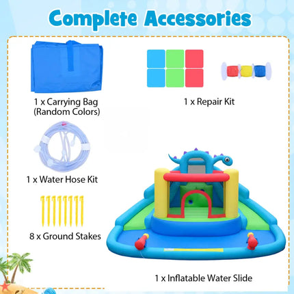 Inflatable Water Slide Park Dinosaur-themed Kids Inflatable Bounce House - Multicolor - Inflatable Water Slides