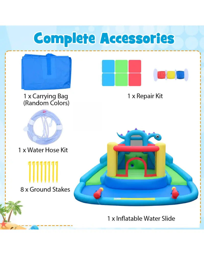 Inflatable Water Slide Park Dinosaur-themed Kids Inflatable Bounce House - Multicolor - Inflatable Water Slides