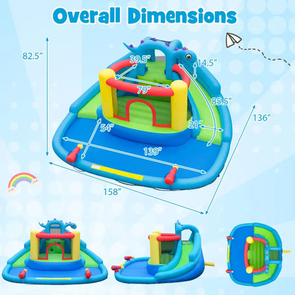 Inflatable Water Slide Park Dinosaur-themed Kids Inflatable Bounce House - Multicolor - Inflatable Water Slides