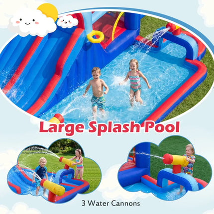 Inflatable Water Slide Park for Kids Backyard Outdoor Fun (without Blower) - Blue - Inflatable Water Slides