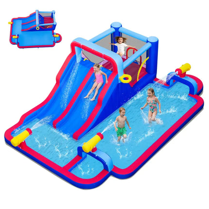 Inflatable Water Slide Park for Kids Backyard Outdoor Fun (without Blower) - Blue - Inflatable Water Slides