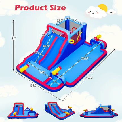 Inflatable Water Slide Park Giant Bounce House with Double Slides with 750W blower - Inflatable Water Slides